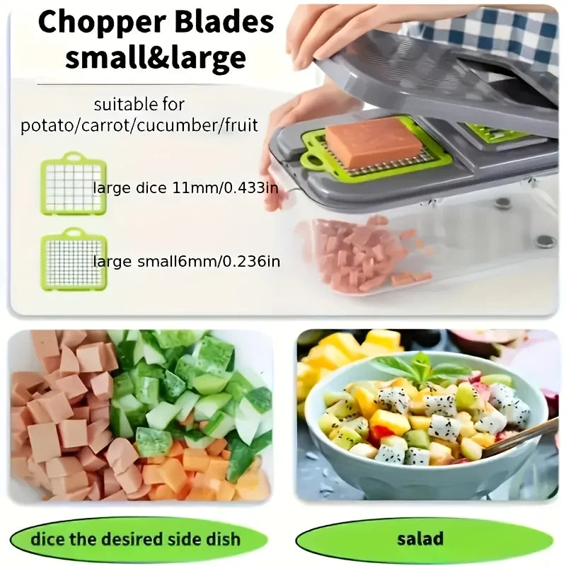 16pcs1pcs, Kitchen Companion -Multifunctional Vegetable Chopper, Fruit Slicer, Manual Food Grater, Onion Mincer, Potato Shredder