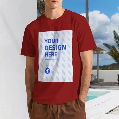 Custom T-Shirt (Text Name or Picture), 100% Cotton 180g Men's Pure Cotton Round Neck Short Sleeved T-shirt for Home Travel Sport