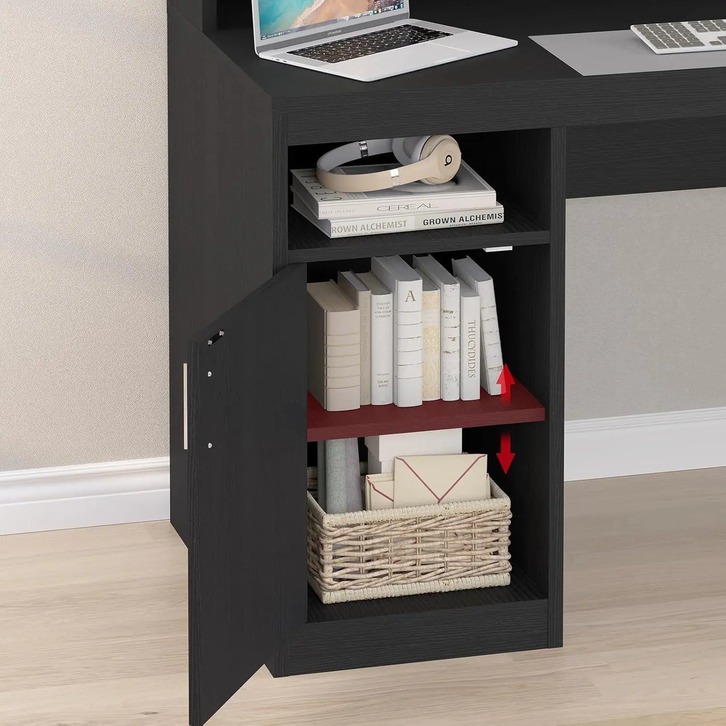 Computer Desk with 3 Drawer & Storage Shelves, Home Office Desk with File Drawer & Cabinet, Writing Study