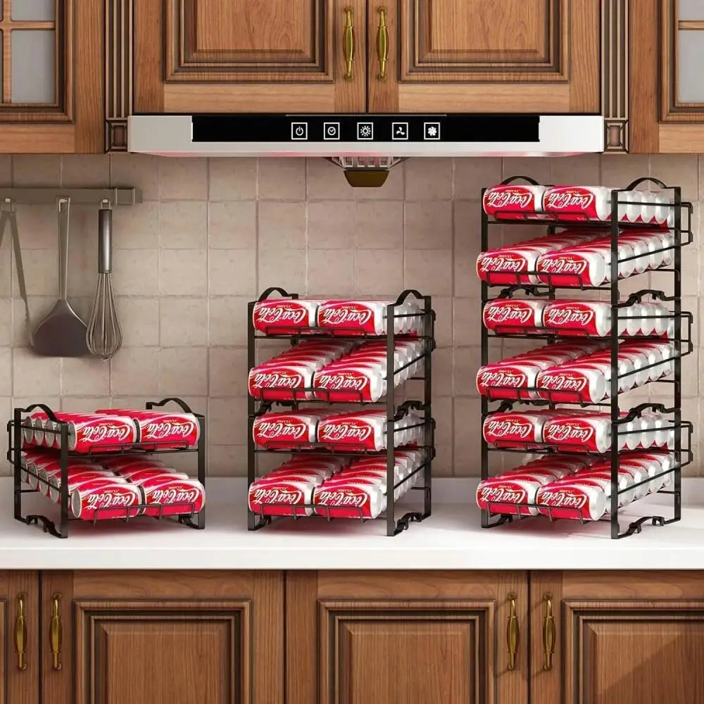 Stackable 4-Tier Can Organizer Rack - 48-Can Soda Dispenser for refrigerator - Set of 2 Beverage Storage Solution
