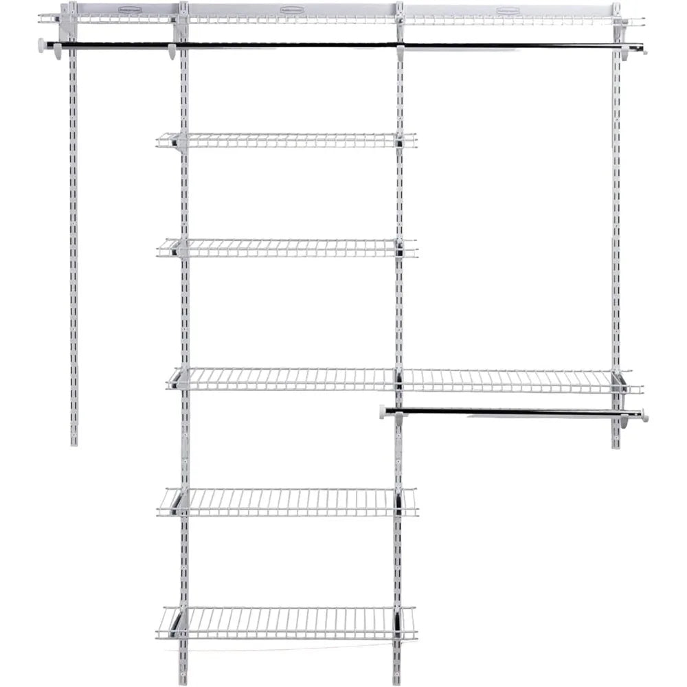 NEW-Configurations Deluxe Custom Closet Kit 3-6 Ft.Adjustable Metal Wire Shelving White Finish Expandable Organization System