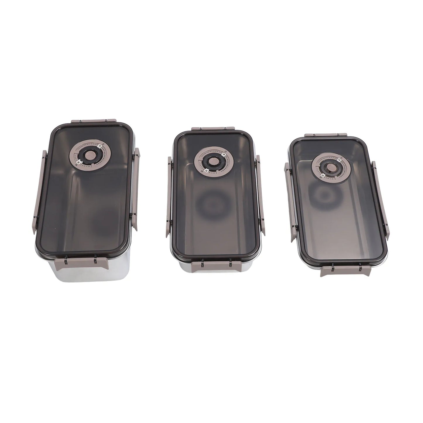 3pcs Stainless Steel Crisper Professional High Capacity Airtight Microwaveable Fridge Food Storage Container