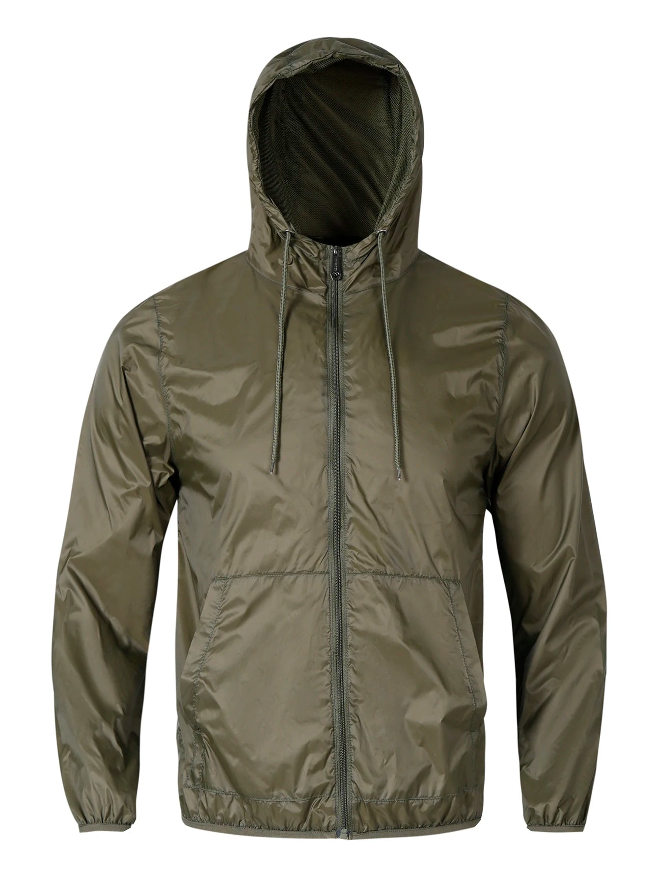 Men's lightweight windbreaker jacket - zippered, long sleeved, foldable storage, suitable for outdoor sports and hiking