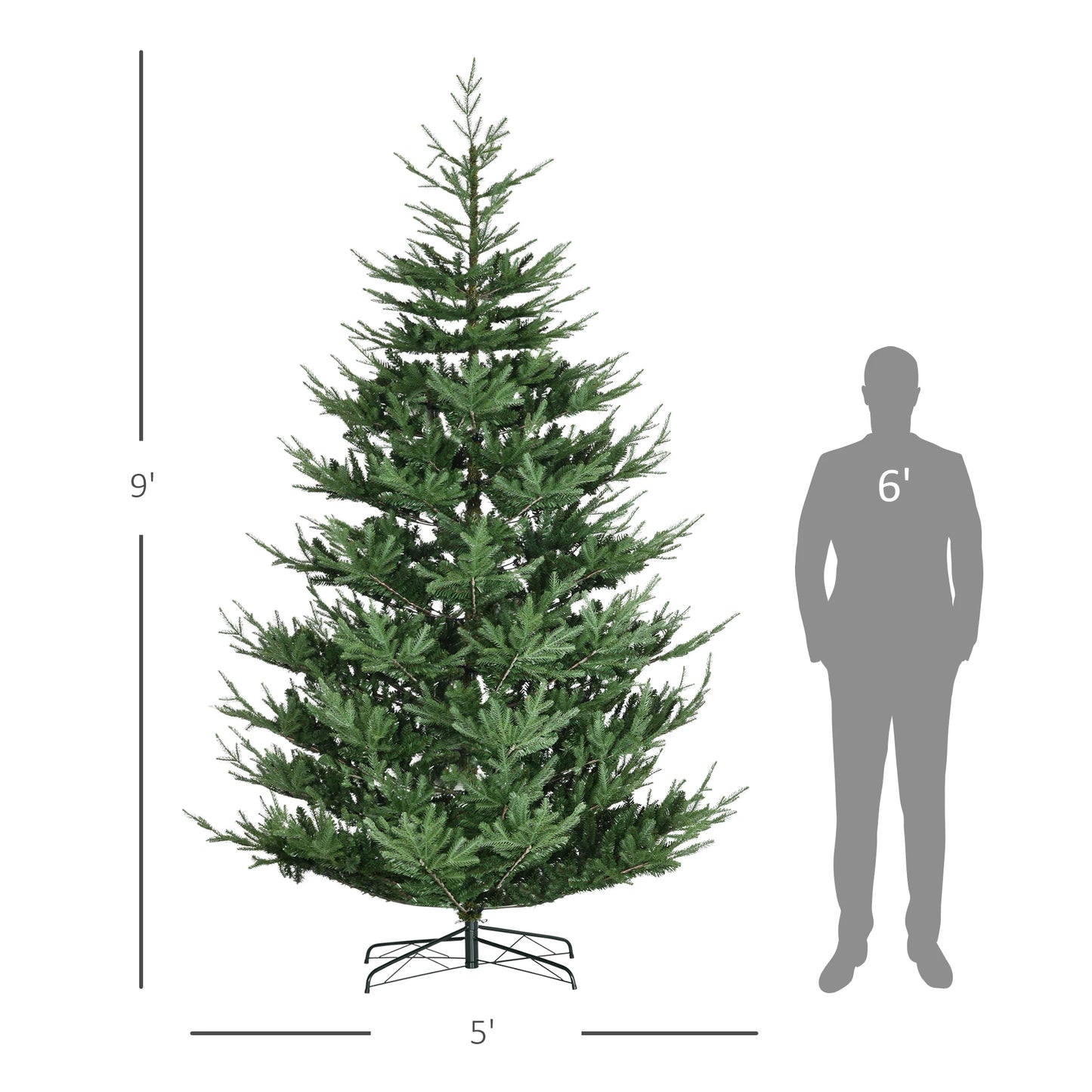 9' Artificial Christmas Tree with Realistic Branch Tips, Auto Open for Party