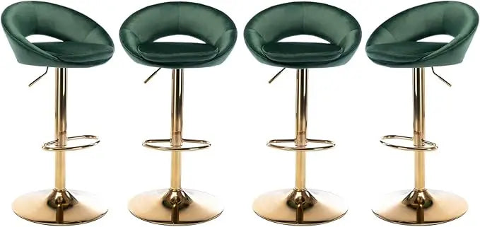 Counter Height Bar Stools Set of 4 Swivel Barstools with Low Back Modern Adjustable Bar Chairs with Gold Base Upholstered