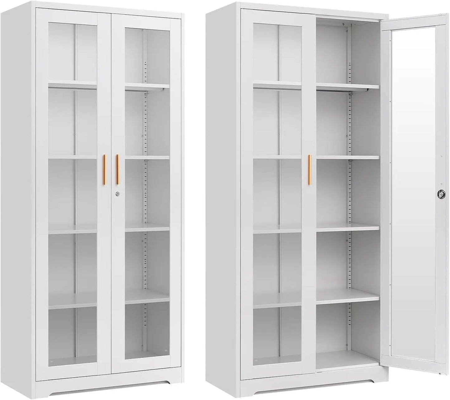 71" Glass Display Cabinet with Lock,Curio Cabinet with Glass Doors, Metal Display Case with 4 Adjustable Shelves