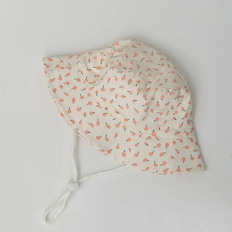 1-12Year Kids Fisherman Hat Pink Print Girl Baby Bucket Hats Cotton Breathable UV Protection Basin Cap Children Sunshade Visors