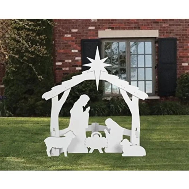 Large White Outdoor Nativity Set Popular