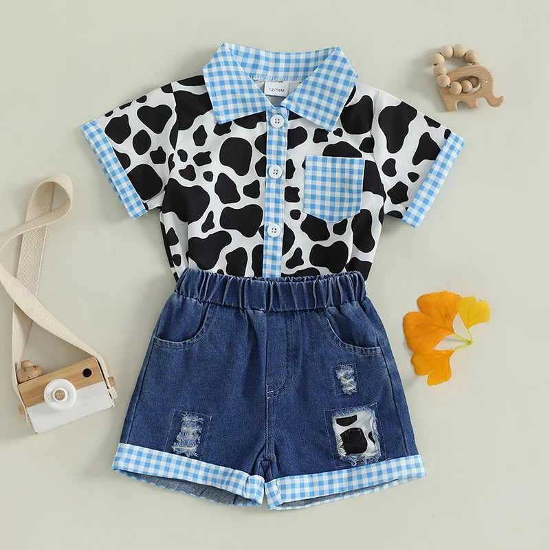 Toddler Boys Casual Outfits Dinosaur Print Short Sleeve T-Shirt and Camouflage Shorts Set for 2 Piece Clothing Set