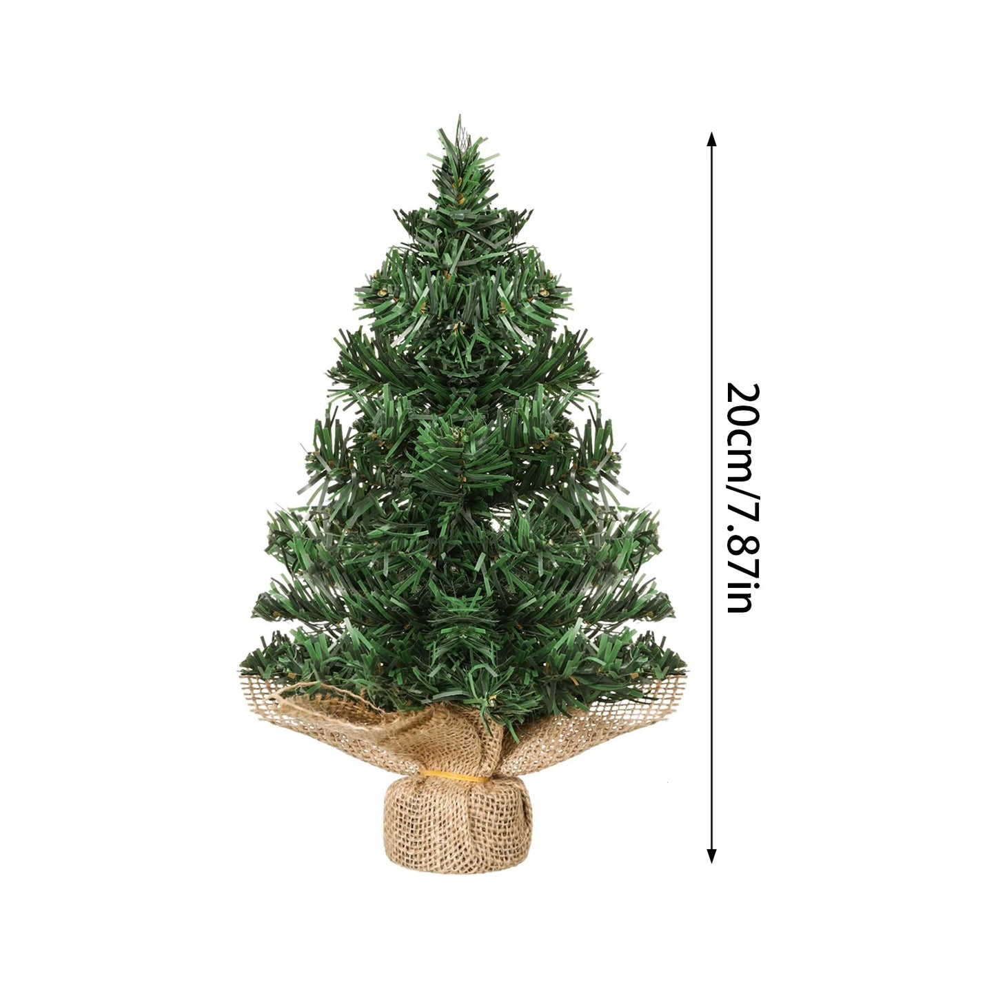 6pcs Mini Christmas Tree With Burlap Base 20cm small trees Decor Desktop Window Display Home Party Christmas Holiday Decoration