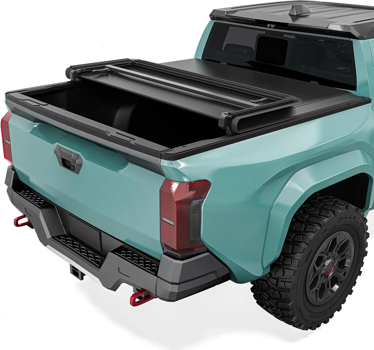 Soft Tri-Fold Truck Bed Tonneau Cover Fit for Tacoma 2024 2025 with Deck Rail System, with 5 ft Bed Excl