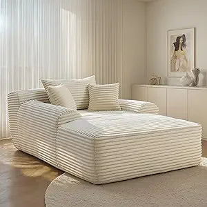 67" Oversized Chaise Lounge Reading Chair,Plush Corduroy Boneless Memory Foam Couch Sofa Beds,Lounging Chairs with Deep Large se