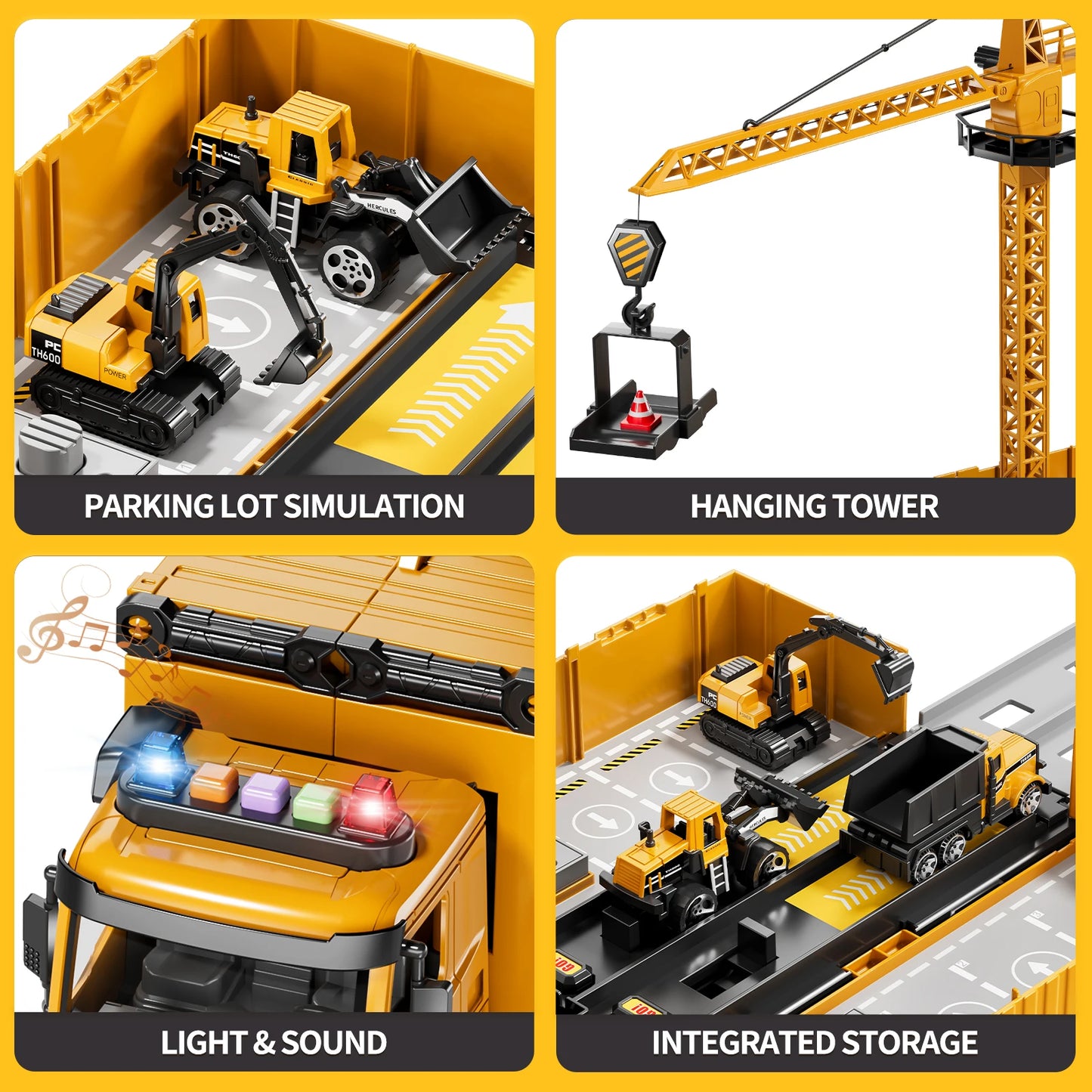 Carrier Truck Race Track Kids Toys Construction Truck Toys For 3-8 Years Old Boy Transport Car Truck With Tower Crane Truck Sets