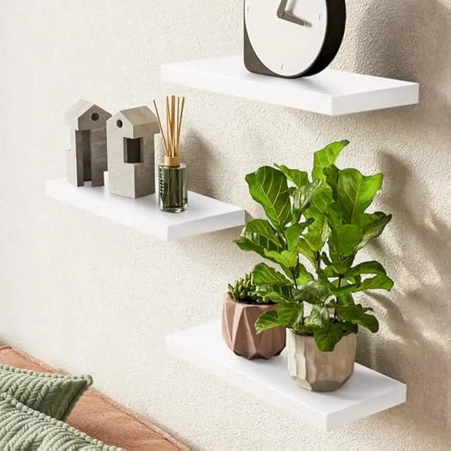 Floating Shelves for Wall, Wall Mounted Rustic Wood Shelves for Bathroom, Bedroom, Living Room, Kitchen, Hanging Books/Storage