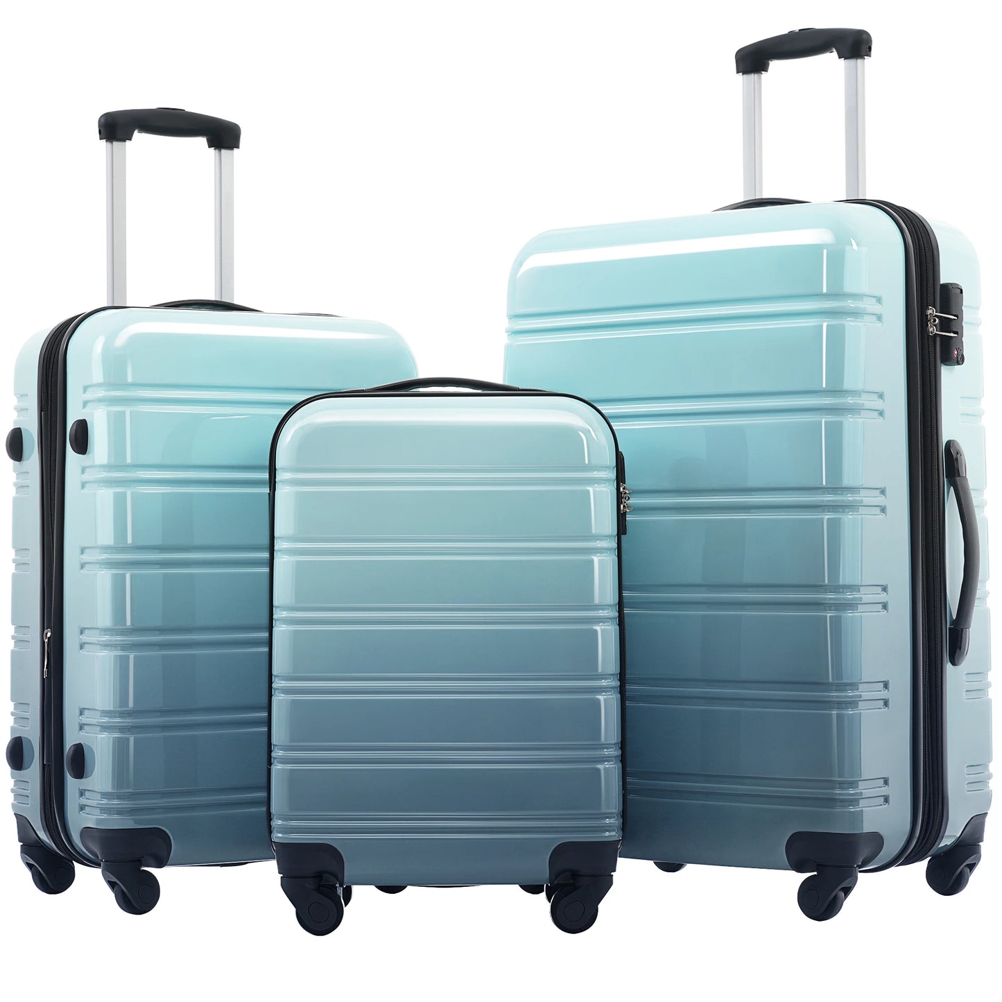 Hardshell Luggage Sets 3 Piece Gradient Color Expandable Suitcase with Spinner Wheels and TSA Lock Lightweight 20" 24" 28"