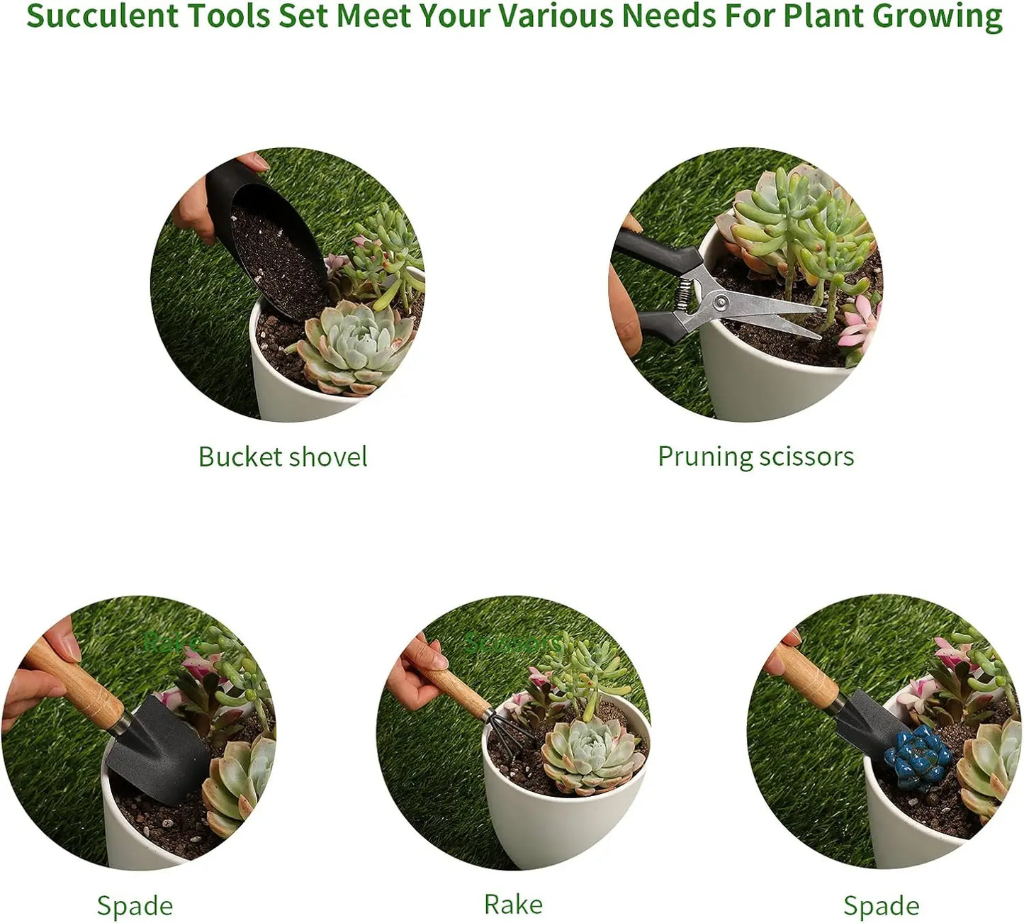 5Pcs Succulent Tools,Mini Garden Tools,Pruning Scissors as Plant Accessories, Gardending Hand Tools Kit for Seedling Soil