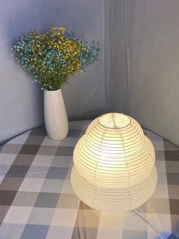 Bedside Study Table Lamp Rice Paper Desktop Decorative Lantern Light Handmade Simple LED Lighting Lamp for Living Room Bedroom