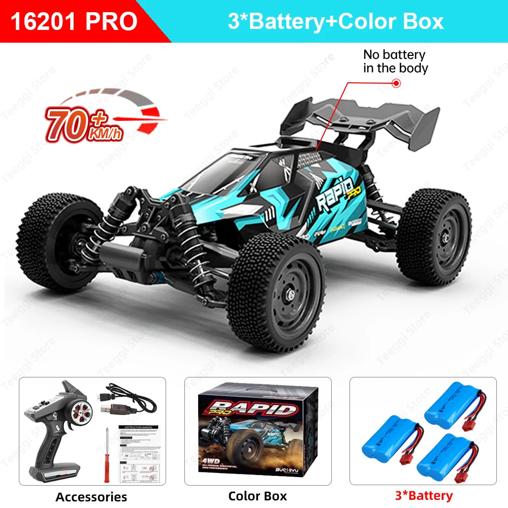 Teeggi 16103 PRO 4WD 70KM/H RC Off-Road Car 1:16 High Speed RC Car With LED Light Drift Monster Truck Toy For Kid Gifts