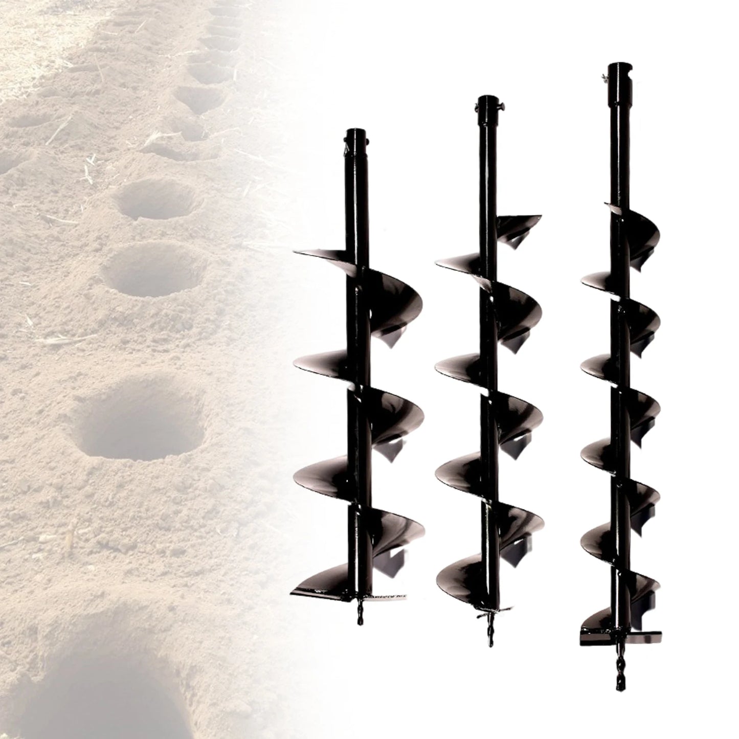 2cc 2-Stroke Petrol Earth Auger Post Hole Borer Ground Drill + 3 Auger Bits