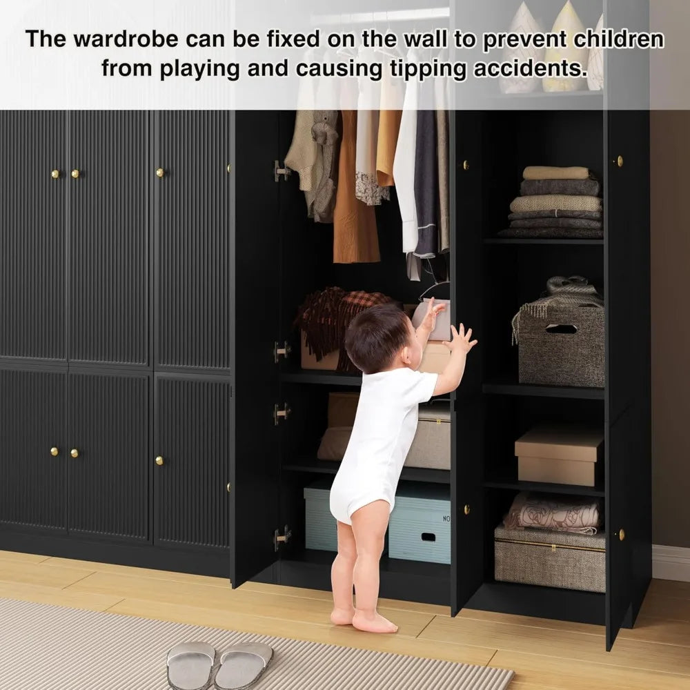 Wardrobes, Wardrobe Closet Cabinet with Hanging Rod, Modern Large Tall Locker Storage Cupboard Bedroom for Hanger Coat,Wardrob