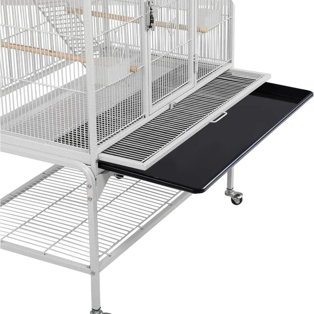 69'' Extra Large Bird Cage Metal Parrot Cage w/Detachable Stand for Mid-Sized Parrots Cockatiels Conures Parakeets Lovebirds Bu