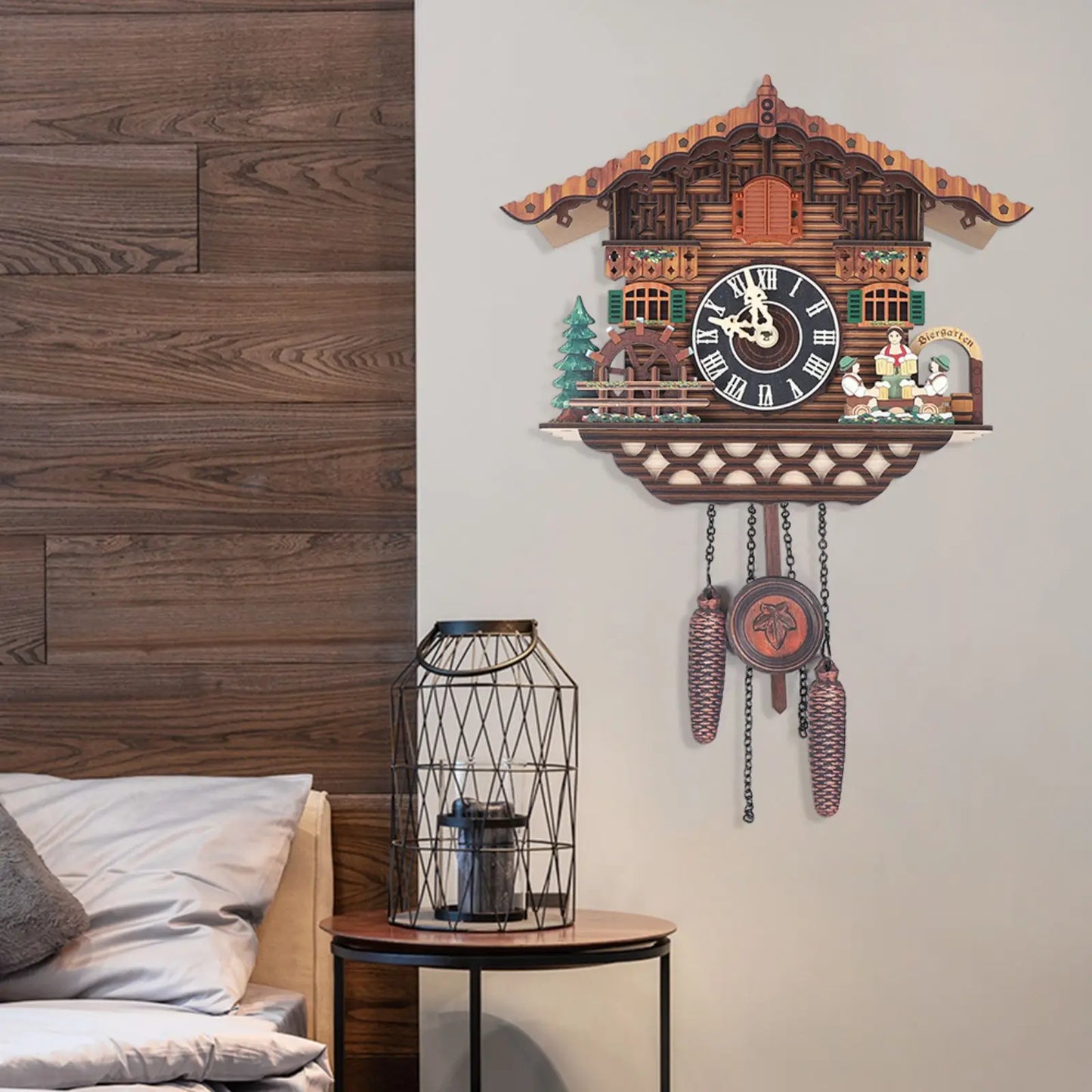 Creative Bird Cuckoo Wall Clock with Swing & Auto Wings - Wooden Quartz Home Decor, Battery Operated (RC-02)