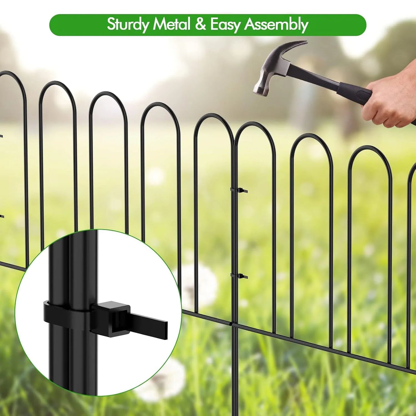 Small Garden Fence, 10ft L Rustproof Metal Border, No-Dig Animal Barrier for Dogs & Flower Bed Edging, Decorative Yard Fencing.