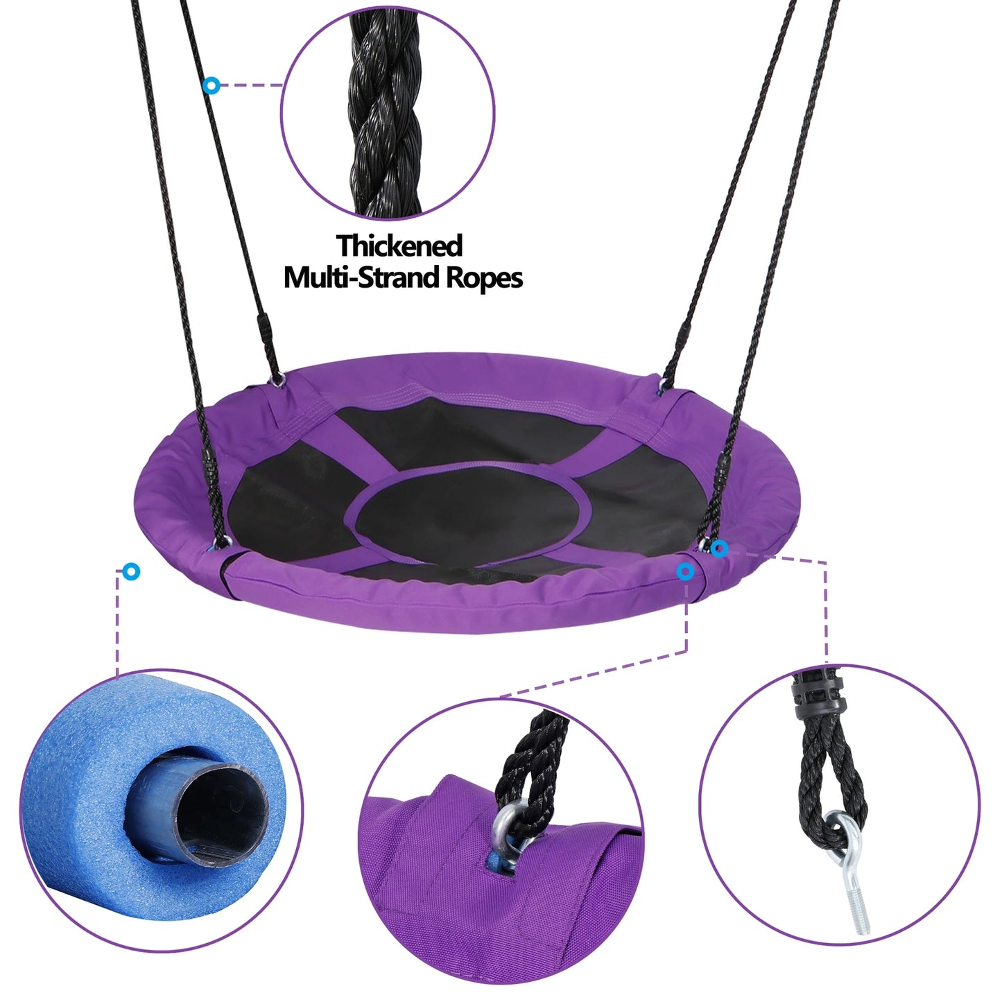 40'' Purple Saucer Tree Swing Set + A-Frame Heavy Duty Metal Swing Stand 220lbs
