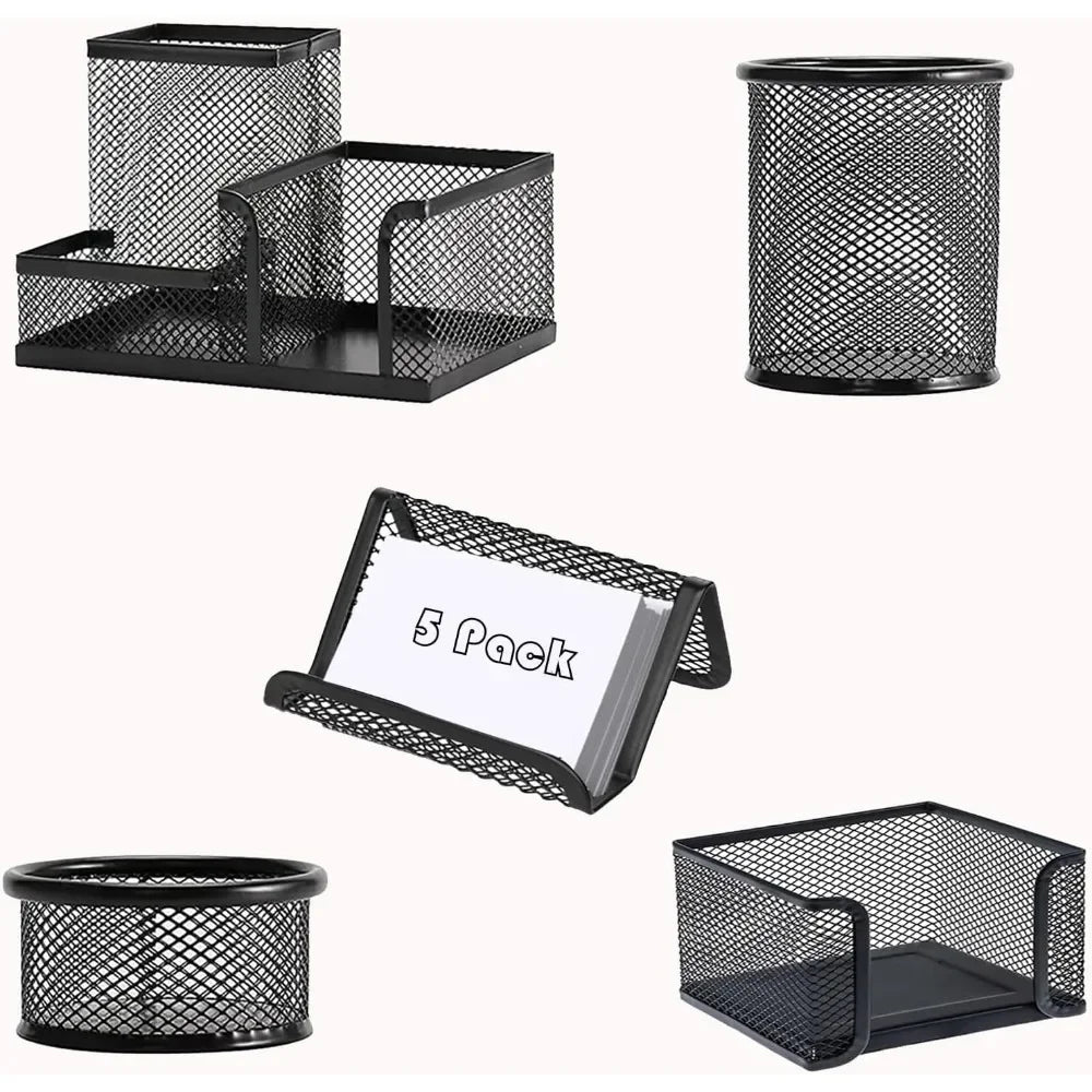 Desk pen holder, desk organizer, a set of 3 compartments of mesh pen holder, marker craft desk accessories