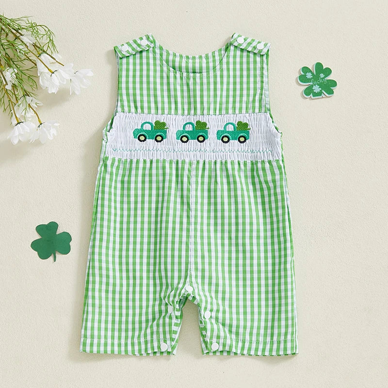 Infant Unisex Bodysuits Sleeveless Round Neck Clover Rabbit Embroidery Baggy Playsuits Toddler Sleepwear s