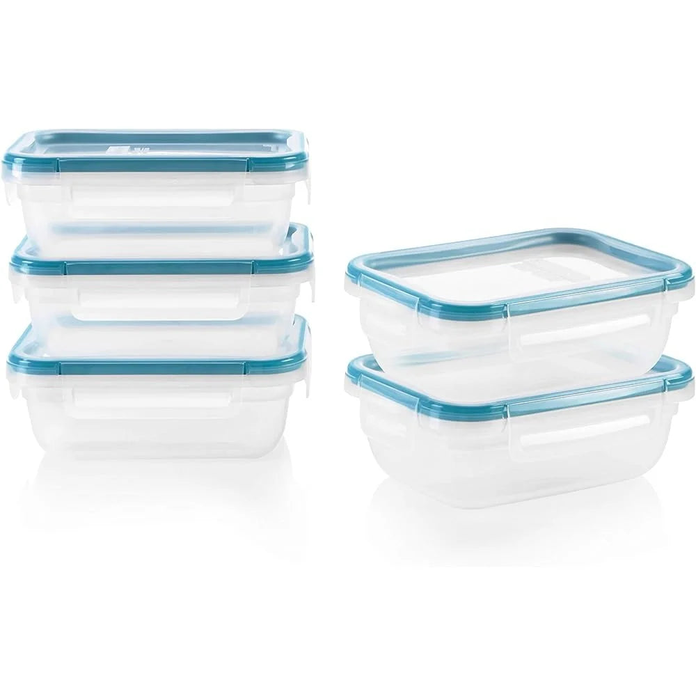 5-Pack Leakproof Airtight Food Storage Containers Set with Write Erase Labels Rectangular Tupperware Meal Prep Dishwasher