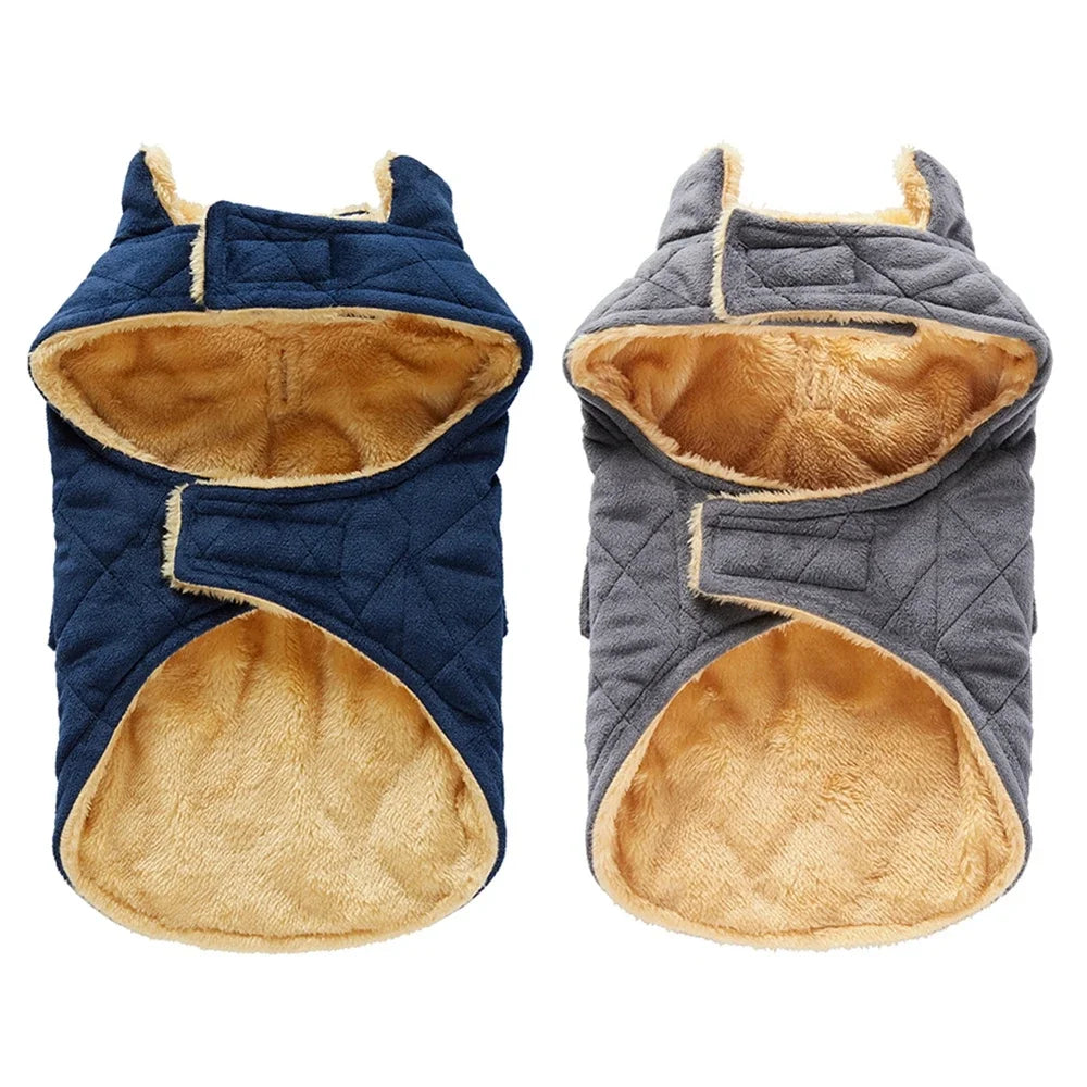 Winter Warm Plush Jackets for Pet Dogs Thickness Double Pockets Fashion Pet Dog Coats Puppy Clothes for Small Medium Large Dogs