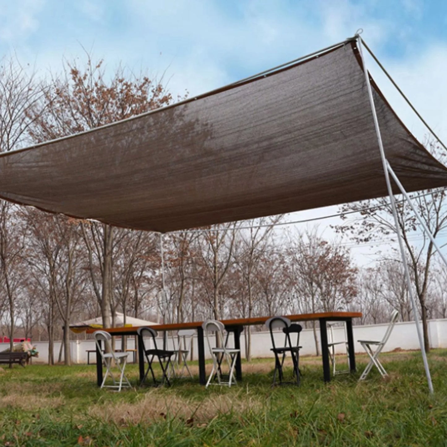 Sun Shade Cloth Polyethylene Sun Shade Sail Canopy Cover with 4 Ropes for Outdoor Garden Patio Backyard Deck Coffee Sunshade Net