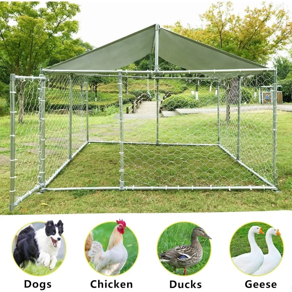 Dog Kennels Outdoor Large Dog Cage Heavy Duty Dogs House Extra Wide Outside Pet Kennels with Water-Resistant Cover