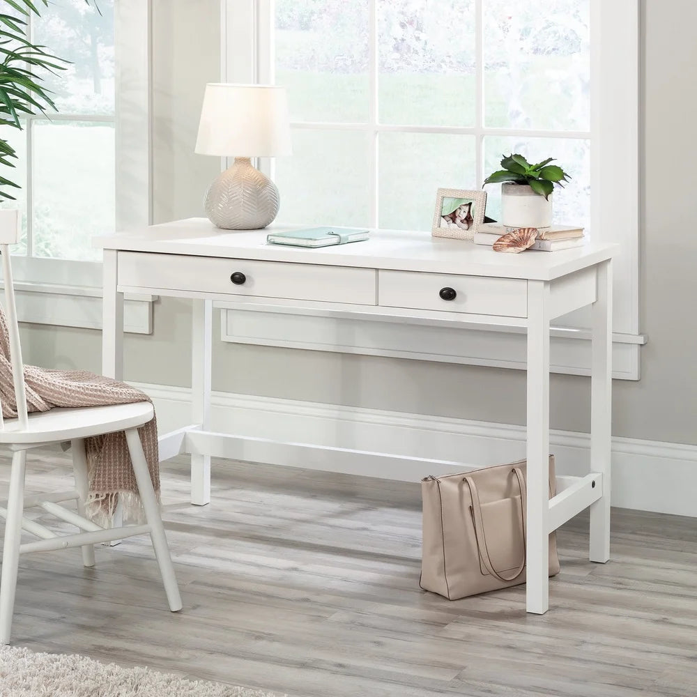 Small Writing Desk with Two Drawers Functional Office Desk Great Home Workspace Storage and Organization