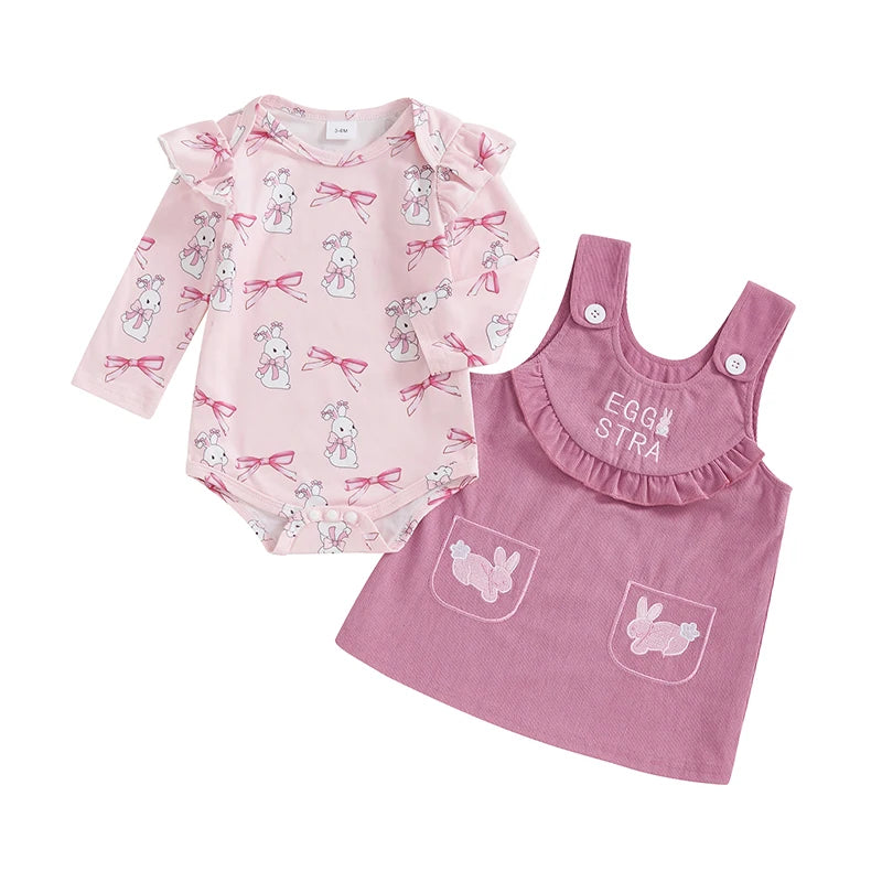Toddler Easter Outfit Adorable Bunny Ears Headband Floral Romper Dress 2 Piece Set for Spring Celebration