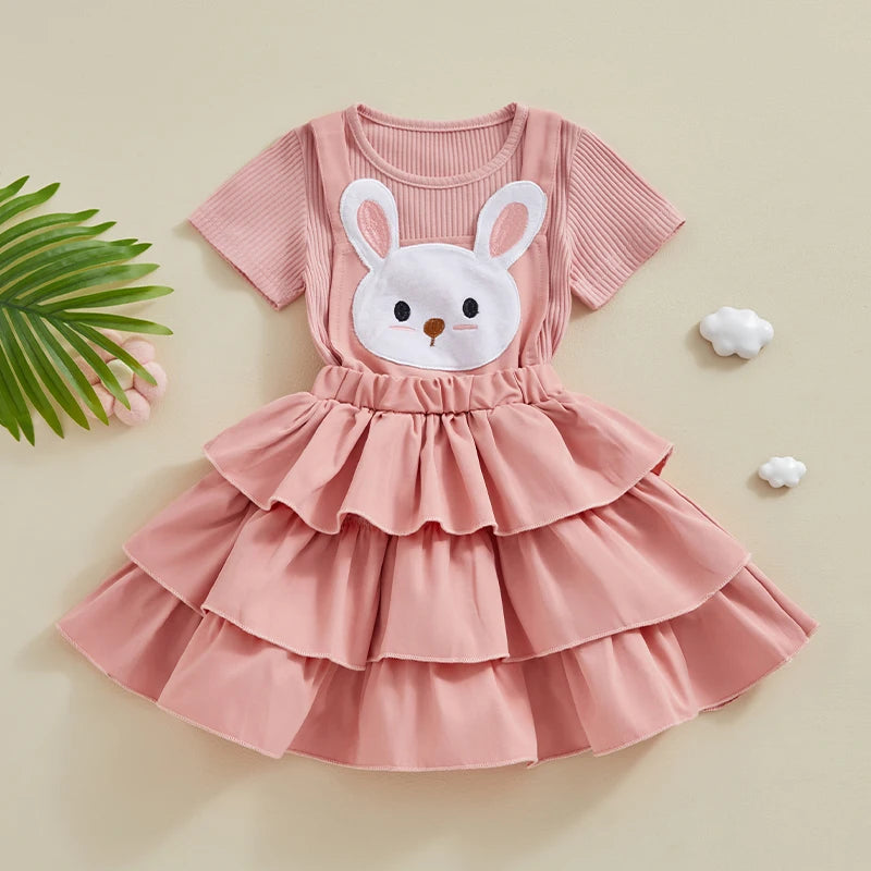 Girls Summer Outfit Sleeveless Floral Print Top with Denim Overall Dress Set for Kids 2-Piece Cute Outfit