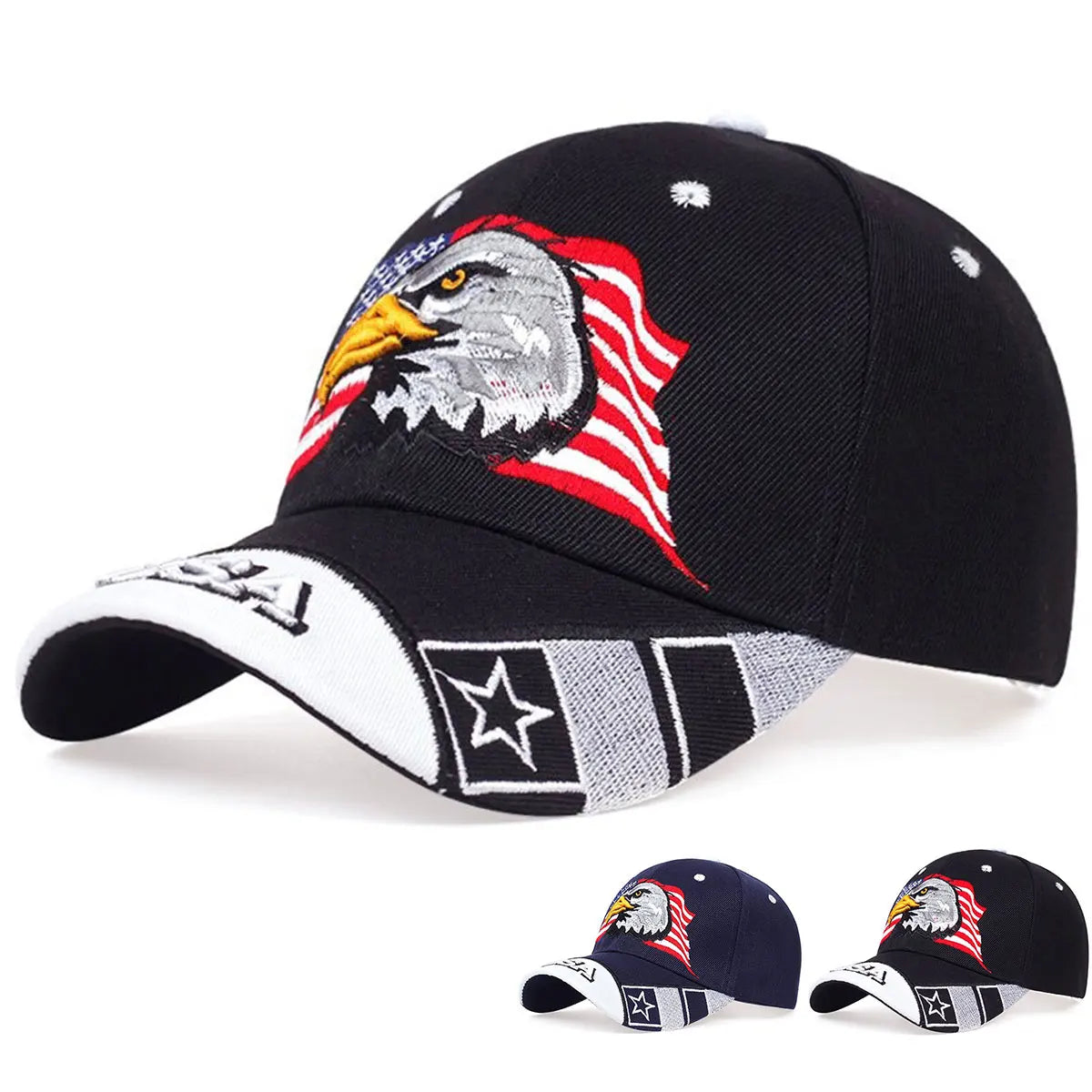 1piece Unisex USA US Flag Eagle Embroidery Baseball Cap Outdoor Adjustable Sunscreen Leisure Hat Spring Autumn Travel Vacation