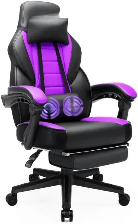 Gaming Chair with Footrest and Massage, Big and Tall Gaming Chair for Adults, Ergonomic Heavy Duty Gaming Chairwith Large Size