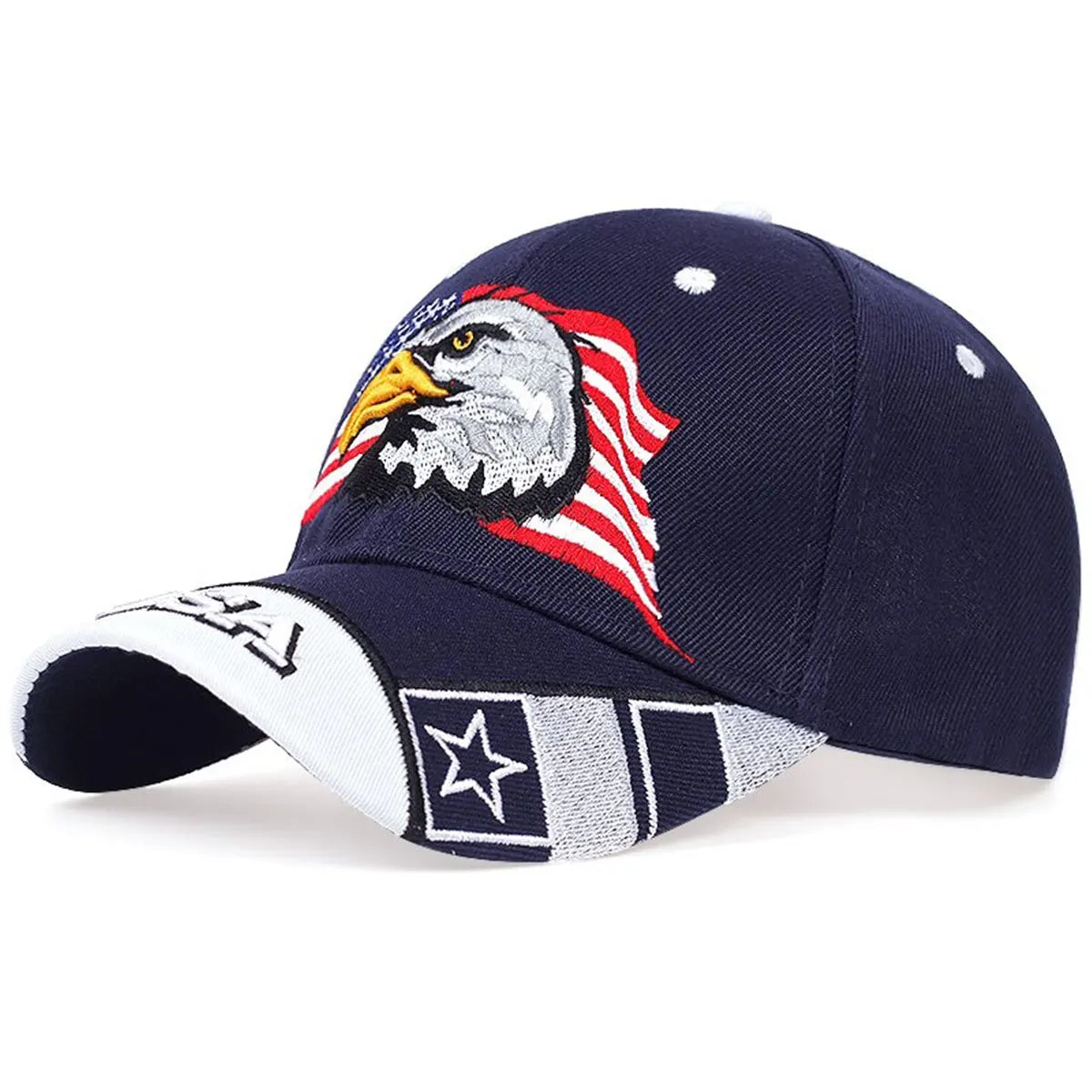1piece Unisex USA US Flag Eagle Embroidery Baseball Cap Outdoor Adjustable Sunscreen Leisure Hat Spring Autumn Travel Vacation