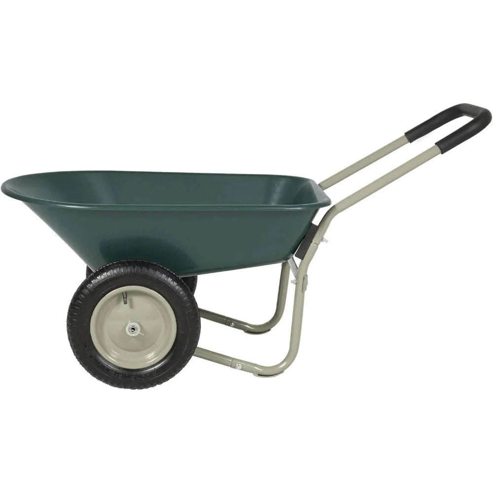 Rolling Mobile Heavy Duty Polyurethane 2 Tire Wheelbarrow Garden Cart Easy Loading and Dumping Utility Wagon Perfect for Transpo