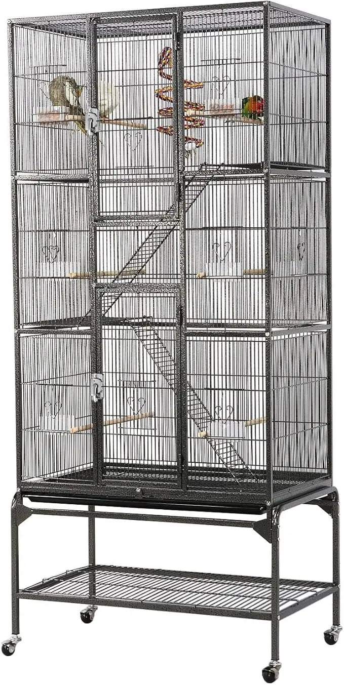 69'' Extra Large Bird Cage Metal Parrot Cage w/Detachable Stand for Mid-Sized Parrots Cockatiels Conures Parakeets Lovebirds Bu