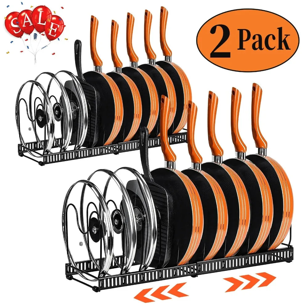 2 Pack Expandable Pot Lid Rack Organizer, Pans Organizer Rack, Pots and Pans Organizer Rack Cookware Set Organizer