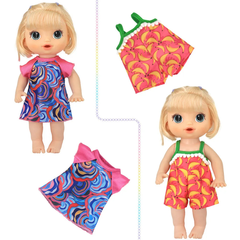 12Pcs Baby Doll Clothes Baby Doll Dresses Handmade Girl Doll Princess Dress Colorful Dolls Outfits for 10-12in Alive Baby Dolls