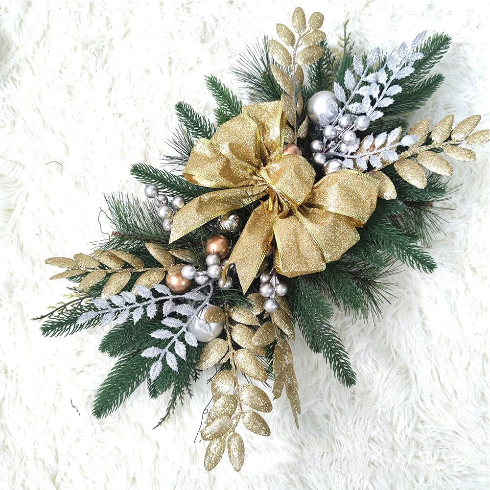 Christmas Wreath Pendants Hanging Stairs Garland Xmas Decoration Christmas Wreath Hanging Pendant for Holiday Wall Door With LED