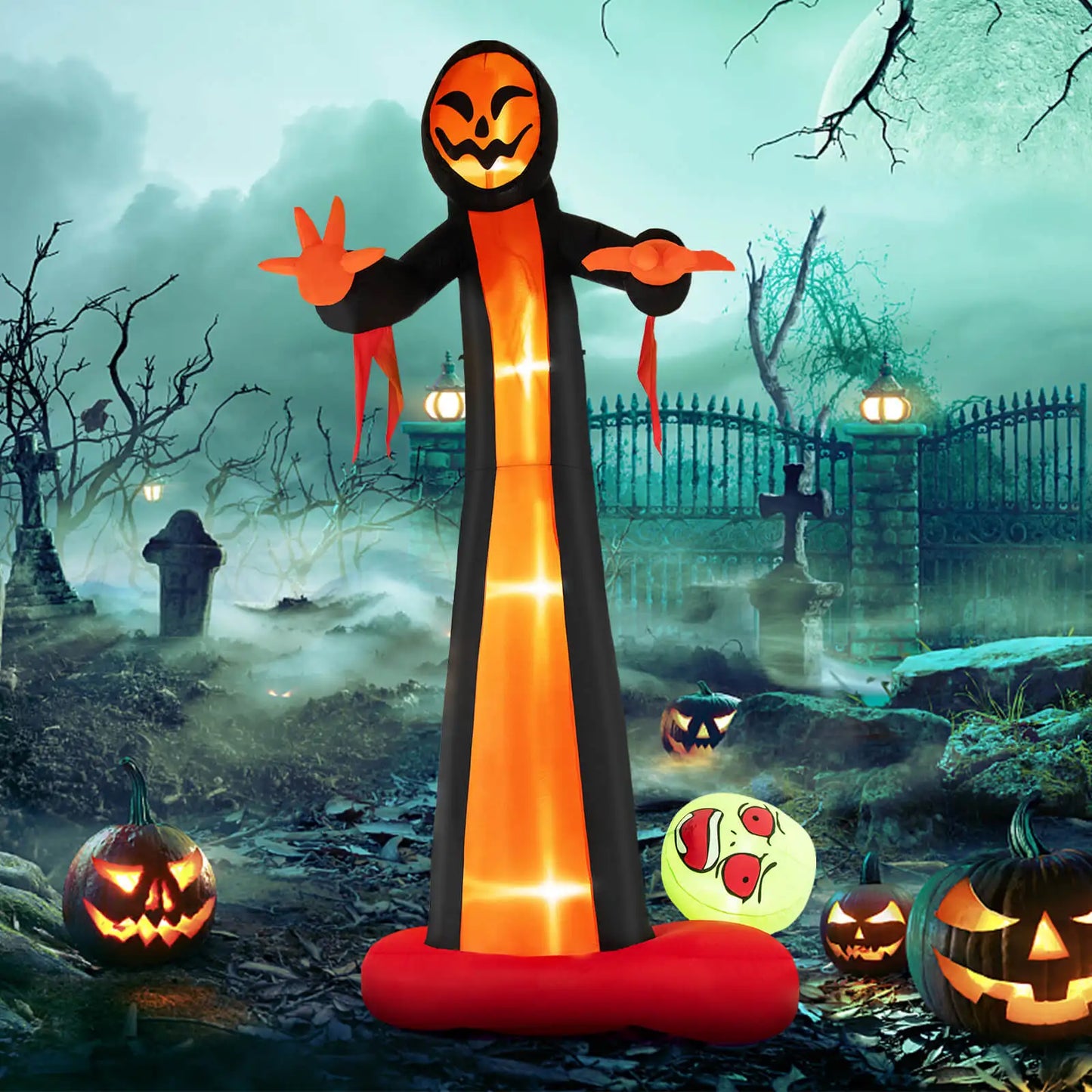 12 FT Inflatable Grim Reaper Ghost Large Halloween Inflatables w/ Scary Skull