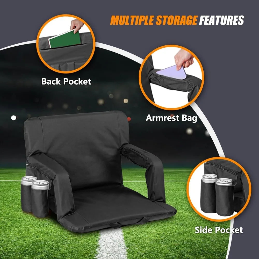 20.5"/25" Wide Stadium Seat for Bleachers w/Back Support Padded Cushion Portable Reclining Bleacher Seats
