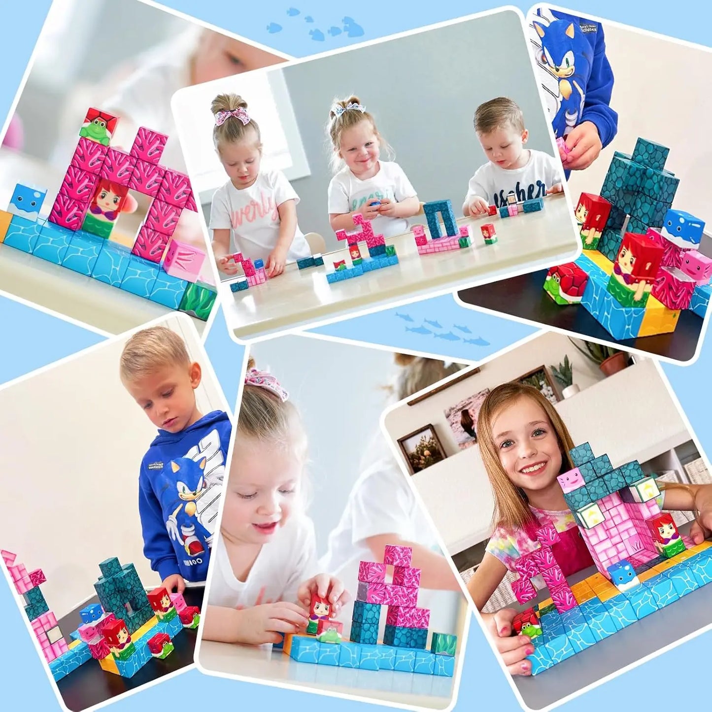 54PCS Magnetic Blocks Build Mine Magnet World Ocean Set, Building Toys for Kids Ages 3+