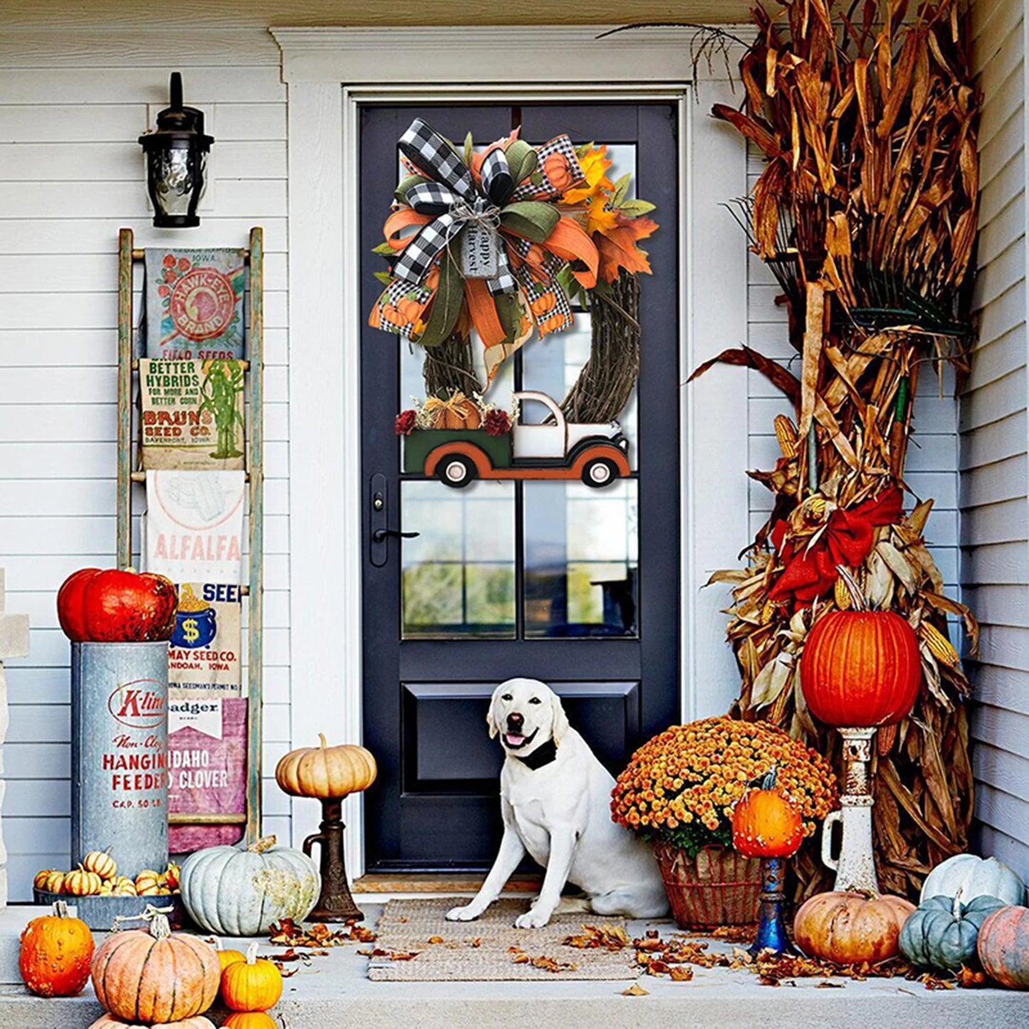 Artificial Wreaths Halloween Decorations Front Door Hanging Garland christmas Decor Farmhouse Pumpkin Wreath shipping from usa