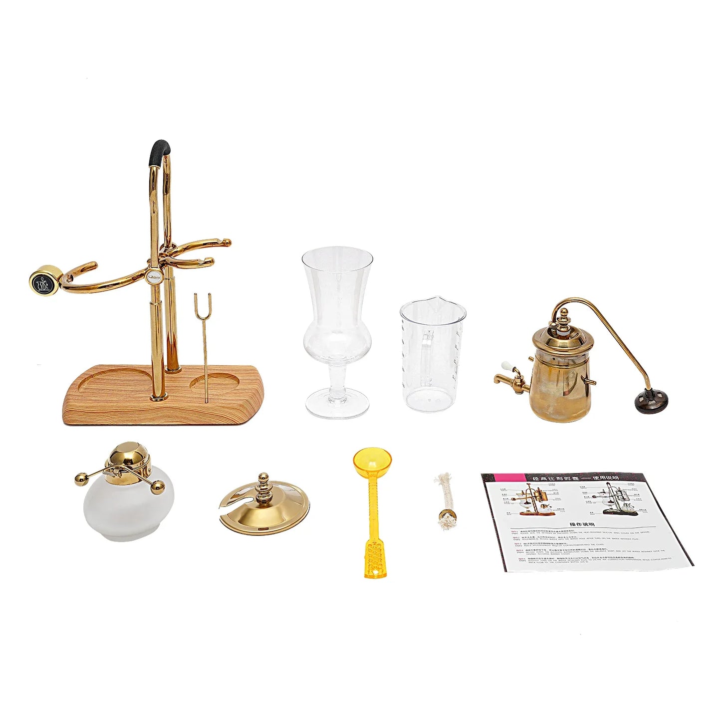 Coffee Maker 400ml Siphon Coffee Machine Set, Vacuum Coffee Maker, Coffee and Tea Brewer, Integrated Filter, Matching Wooden